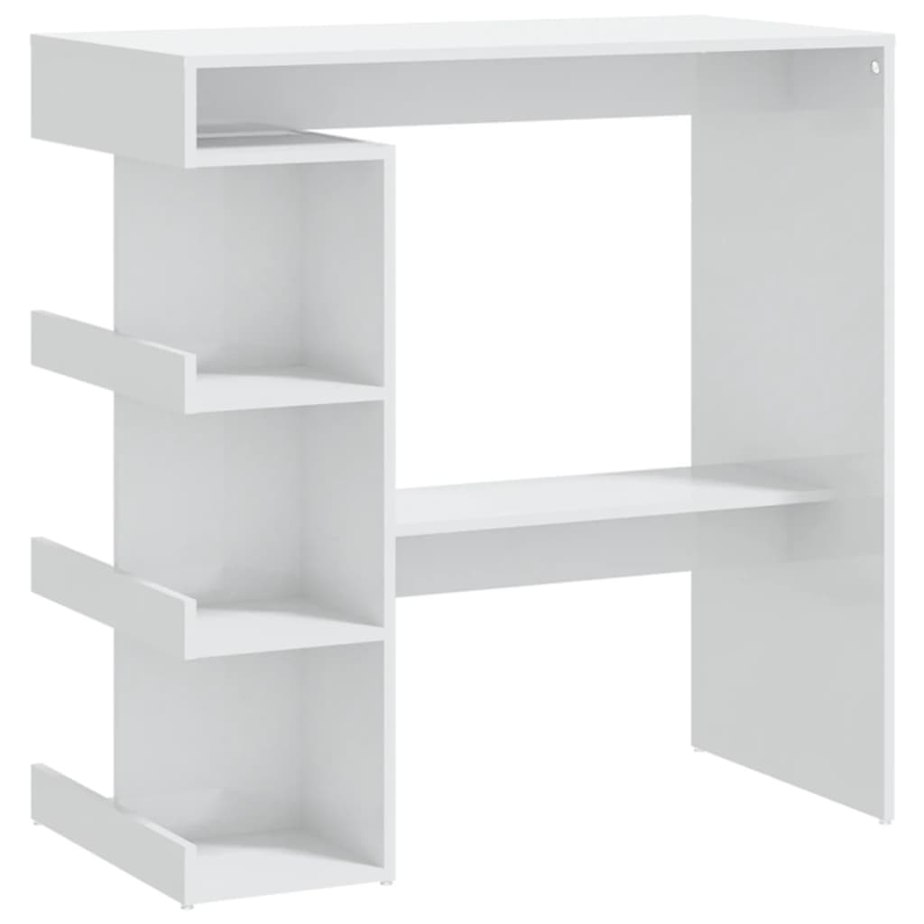 vidaXL Bartafel met opbergrek 100x50x101,5 cm hoogglans wit