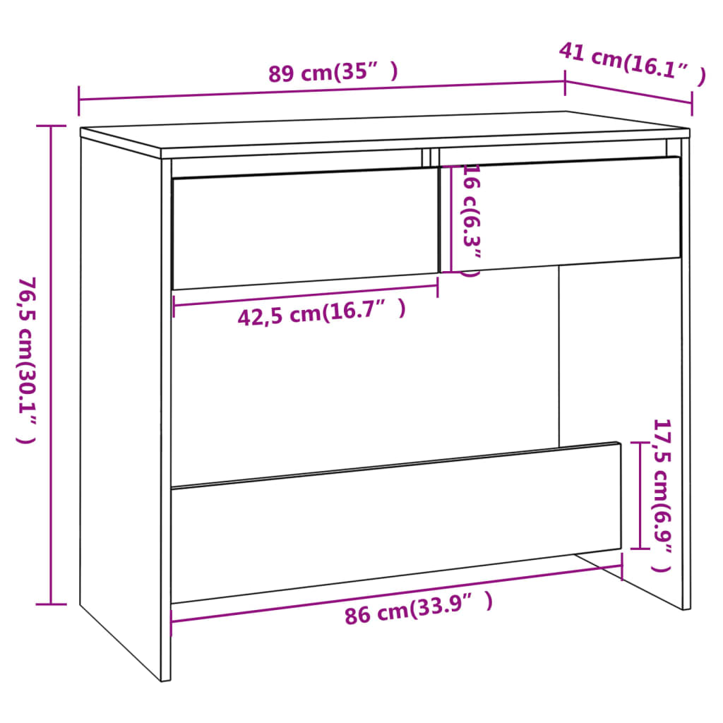 vidaXL Wandtafel 89x41x76,5 cm staal zwart