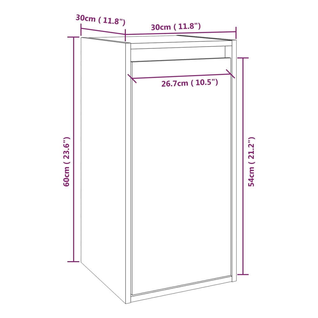 vidaXL Wandkasten 2 st 30x30x60 cm massief grenenhout wit