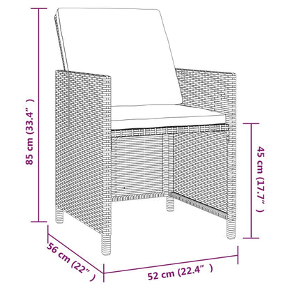 vidaXL 9-delige Tuinset met kussens poly rattan zwart