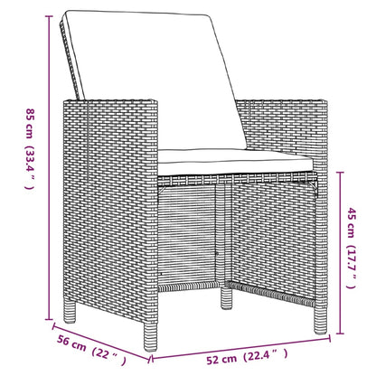 vidaXL 9-delige Tuinset met kussens poly rattan bruin