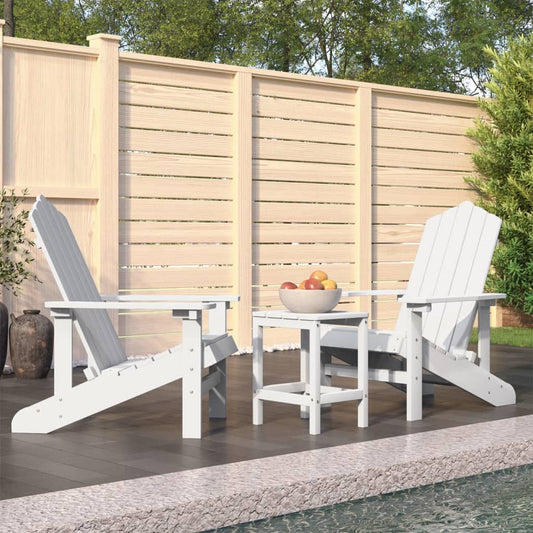 vidaXL Tuinstoelen Adirondack met tafel HDPE wit