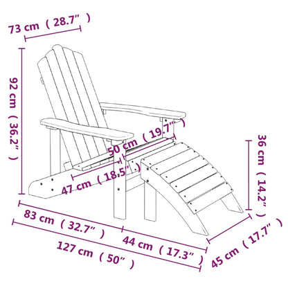 vidaXL Tuinstoelen Adirondack met voetenbank en tafel HDPE wit