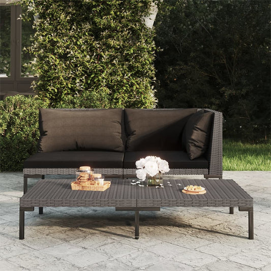 vidaXL Tuinbank met kussens halfrond poly rattan