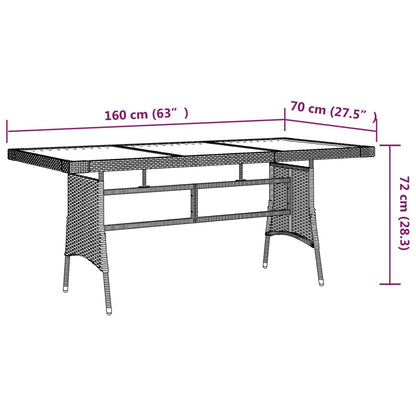 vidaXL Tuintafel 160x70x72 cm poly rattan en massief acaciahout grijs