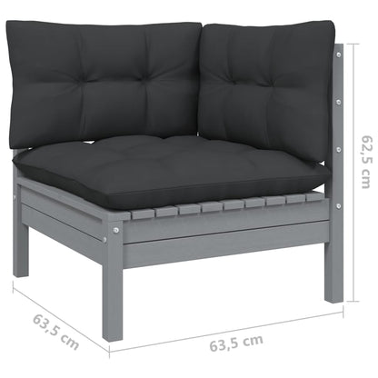 vidaXL 8-delige Loungeset met antracietkleurige kussens grenenhout