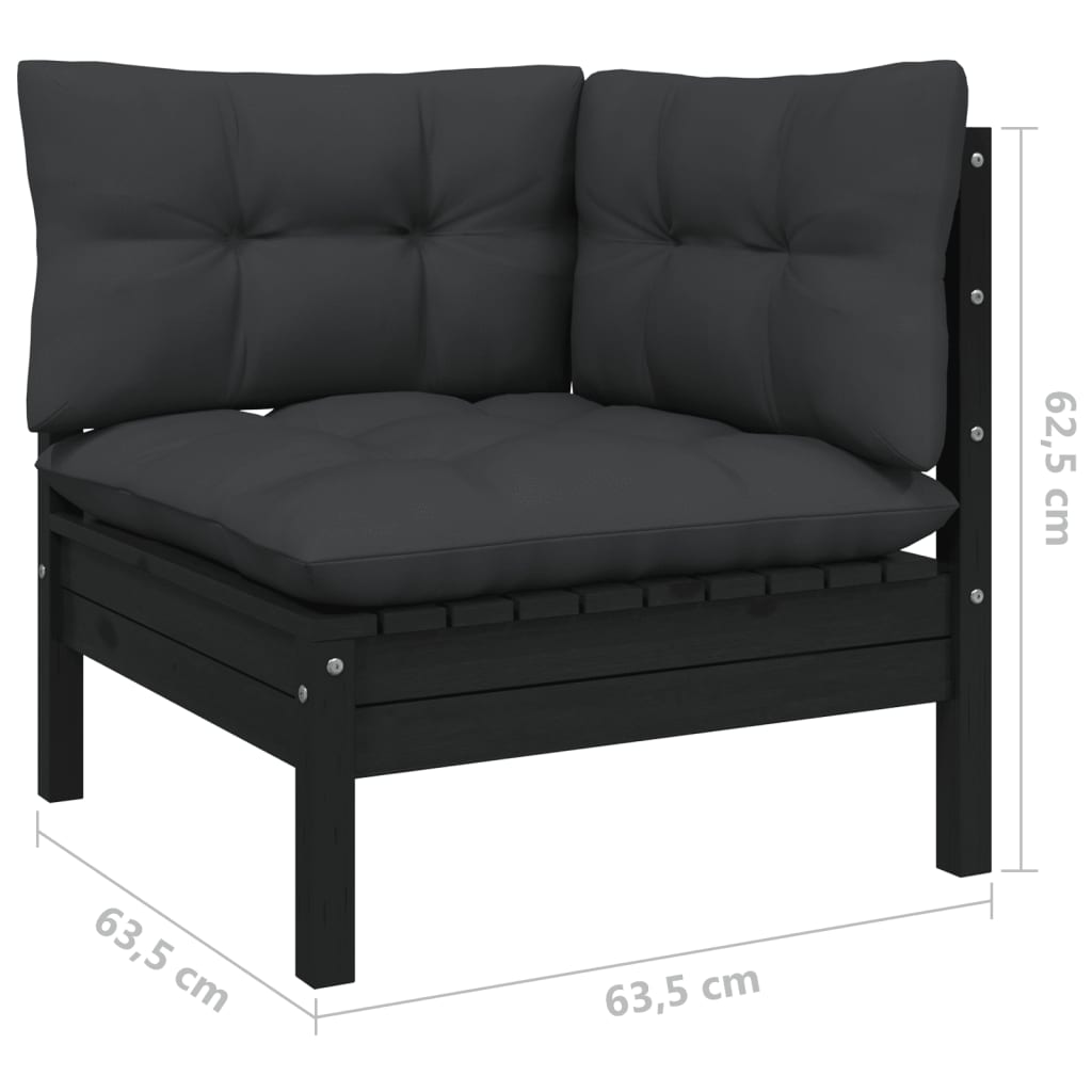 vidaXL 4-delige Loungeset met antracietkleurige kussens grenenhout