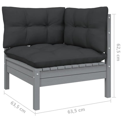 vidaXL 4-delige Loungeset met kussens massief grenenhout