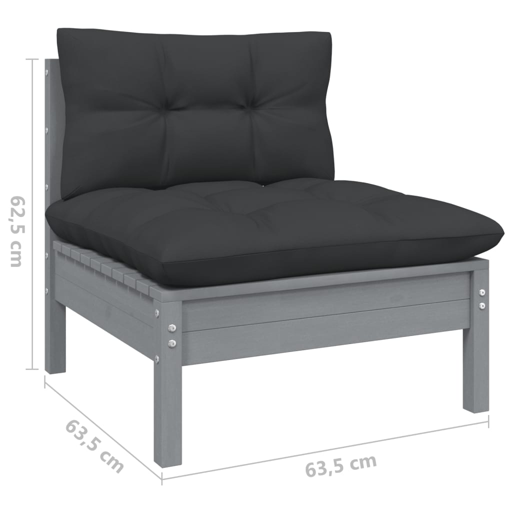 vidaXL 4-delige Loungeset met kussens massief grenenhout