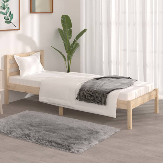 vidaXL Bedframe massief grenenhout zwart 75x190 cm