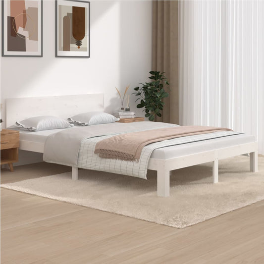 vidaXL Bedframe massief grenenhout wit 140x200 cm