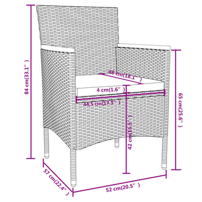 vidaXL 3-delige Tuinset poly rattan zwart