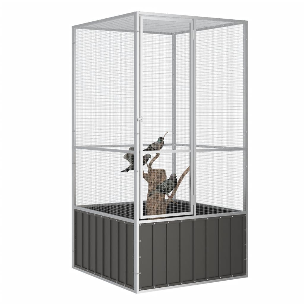 vidaXL Vogelkooi 111x107x211,5 cm gegalvaniseerd staal antracietkleur