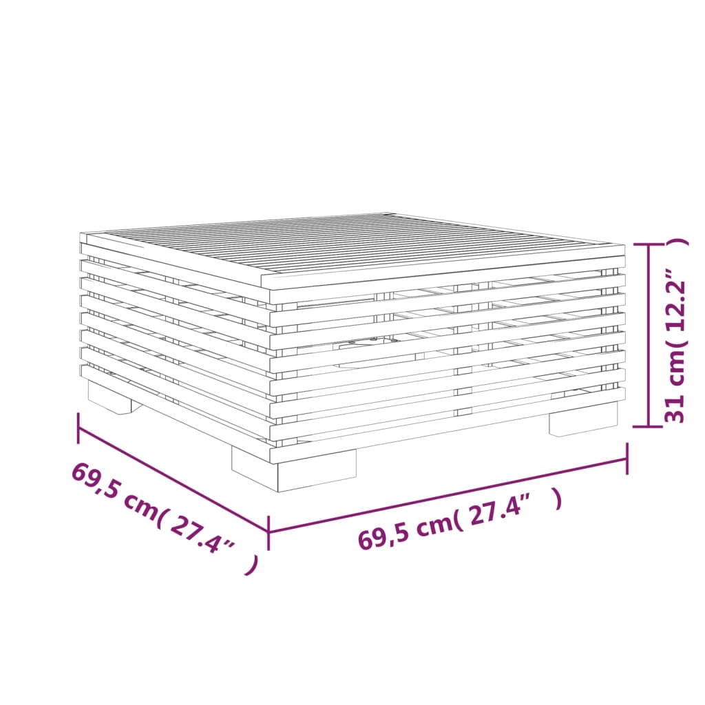 vidaXL Tuintafel 69,5x69,5x31 cm massief teakhout