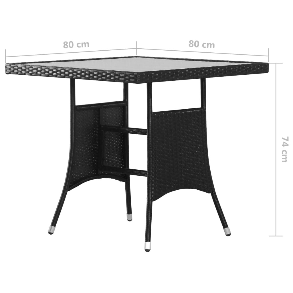 vidaXL Tuintafel 80x80x74 cm poly rattan zwart