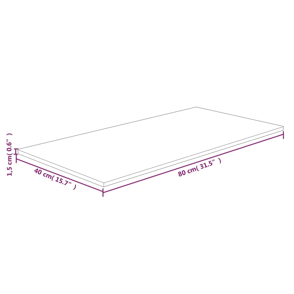 vidaXL Wastafelblad 80x40x1,5cm behandeld massief hout lichtbruin