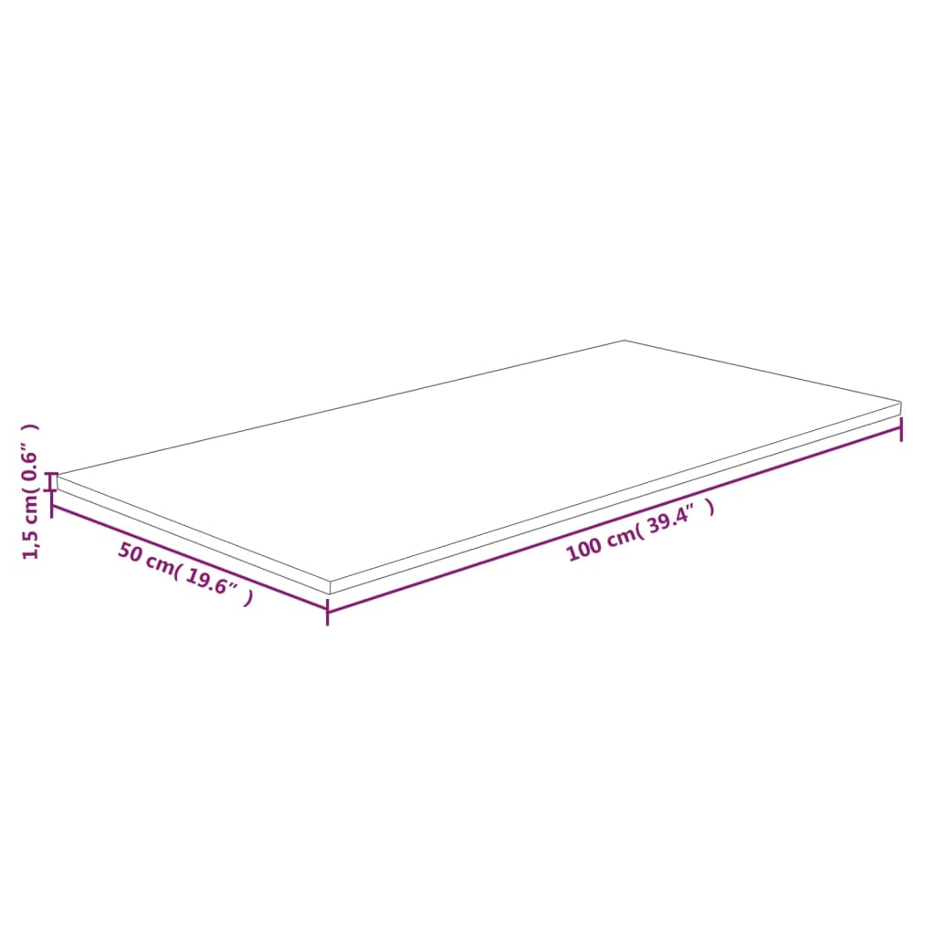 vidaXL Wastafelblad 100x50x1,5cm behandeld massief hout donkerbruin