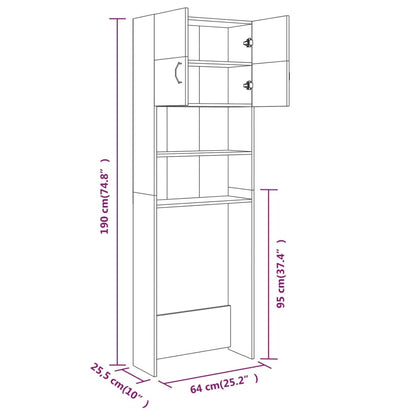 vidaXL Wasmachinekast 64x25,5x190 cm gerookt eikenkleurig