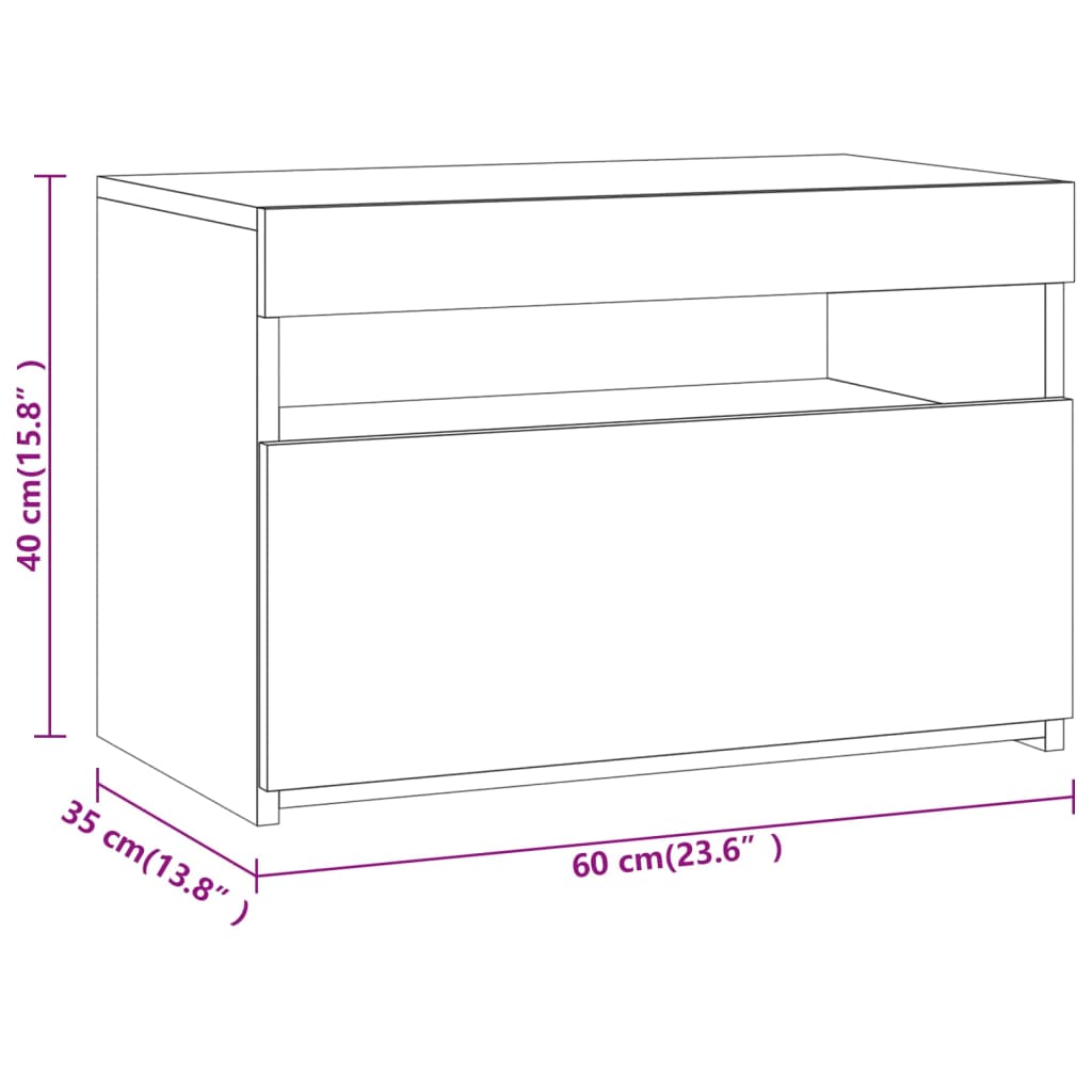 vidaXL Tv-meubel met LED-verlichting 60x35x40 cm grijs sonoma eiken