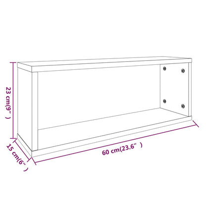 vidaXL Wandschappen kubus 2 st 60x15x23 cm bewerkt hout grijs sonoma