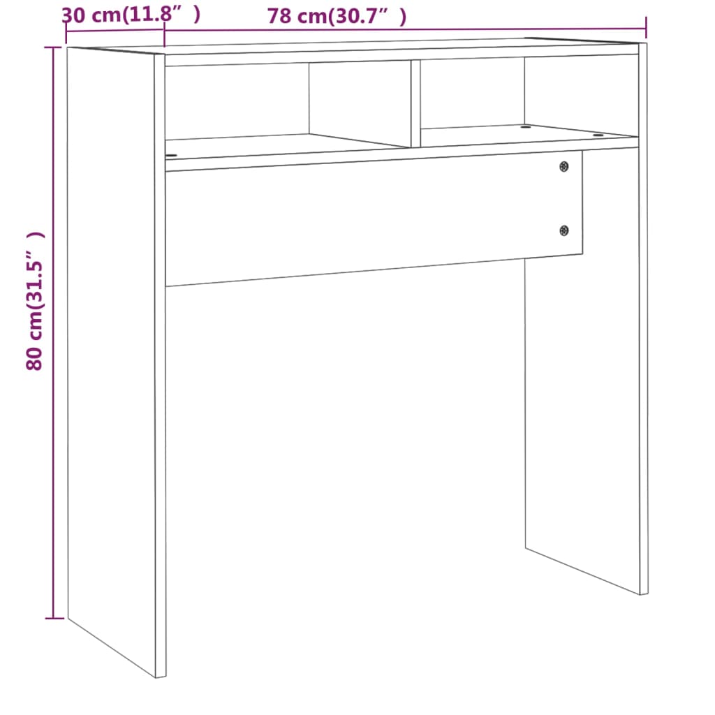 vidaXL Wandtafel 78x30x80 cm bewerkt hout bruin eikenkleur