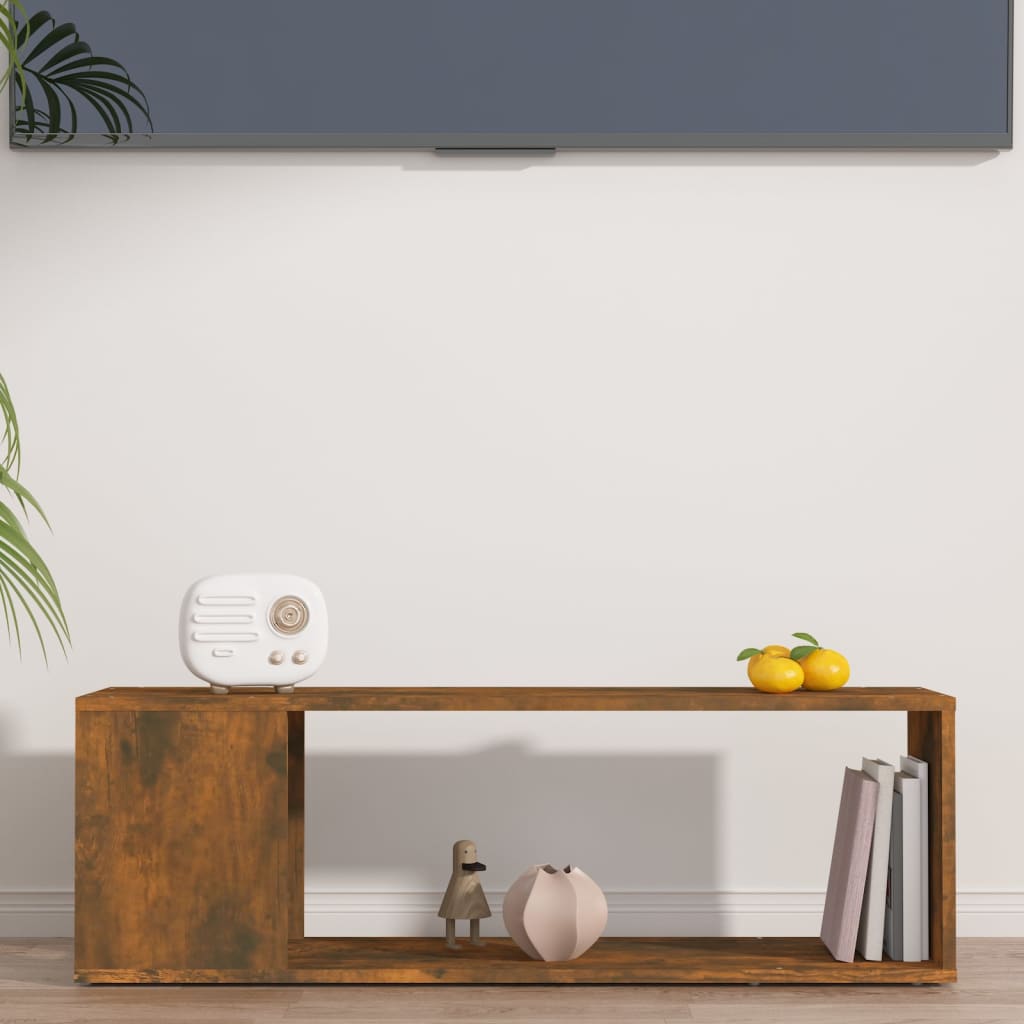 vidaXL Tv-meubel 100x24x32 cm bewerkt hout gerookt eikenkleurig