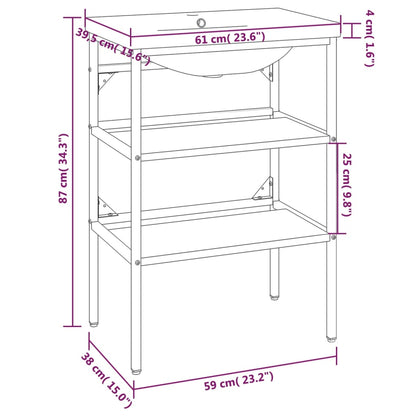 vidaXL Wastafelframe met inbouwwastafel ijzer wit