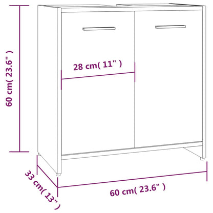 vidaXL Badkamerkast 60x33x60 cm bewerkt hout gerookt eikenkleurig