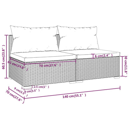 vidaXL 2-delige Loungeset met kussens poly rattan grijs