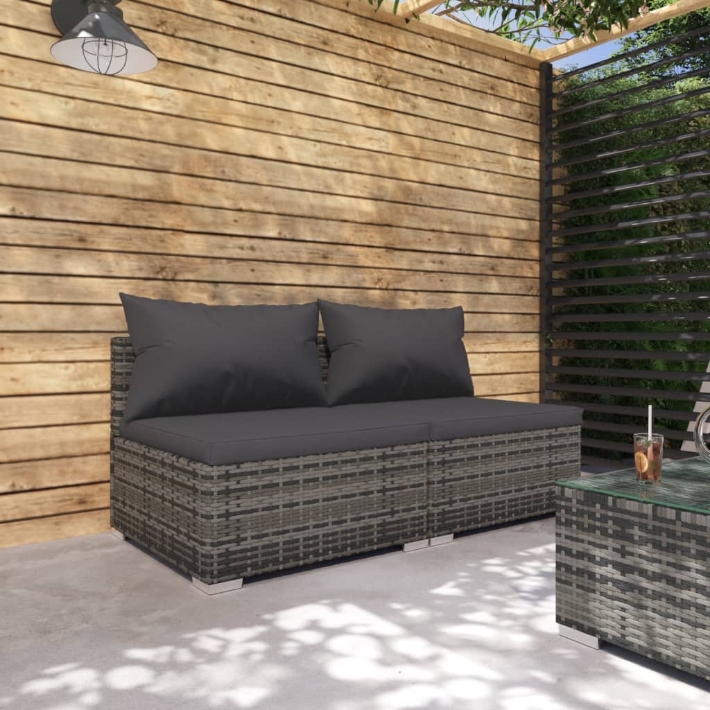 vidaXL 2-delige Loungeset met kussens poly rattan grijs