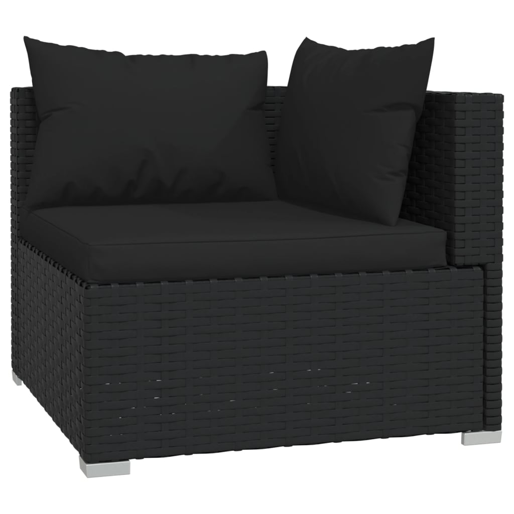 vidaXL 4-delige Loungeset met kussens poly rattan zwart