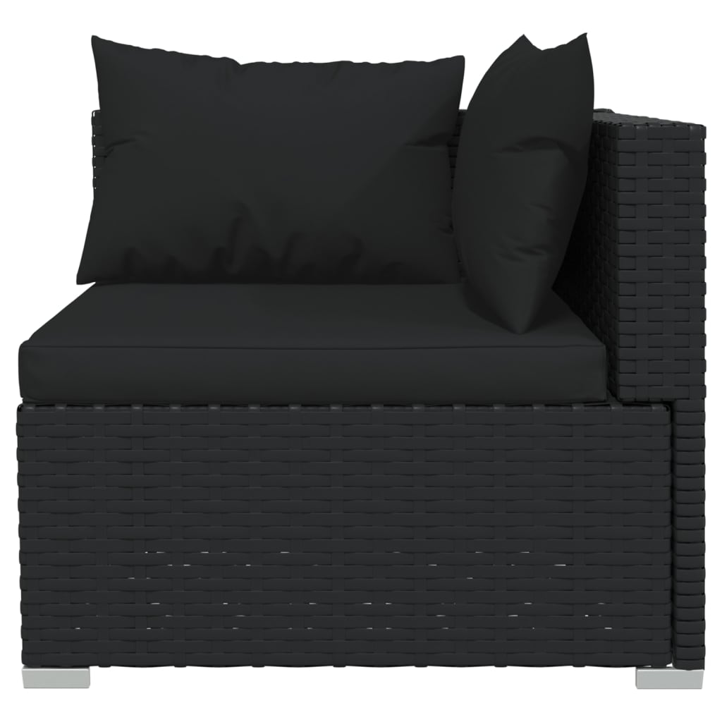 vidaXL 4-delige Loungeset met kussens poly rattan zwart