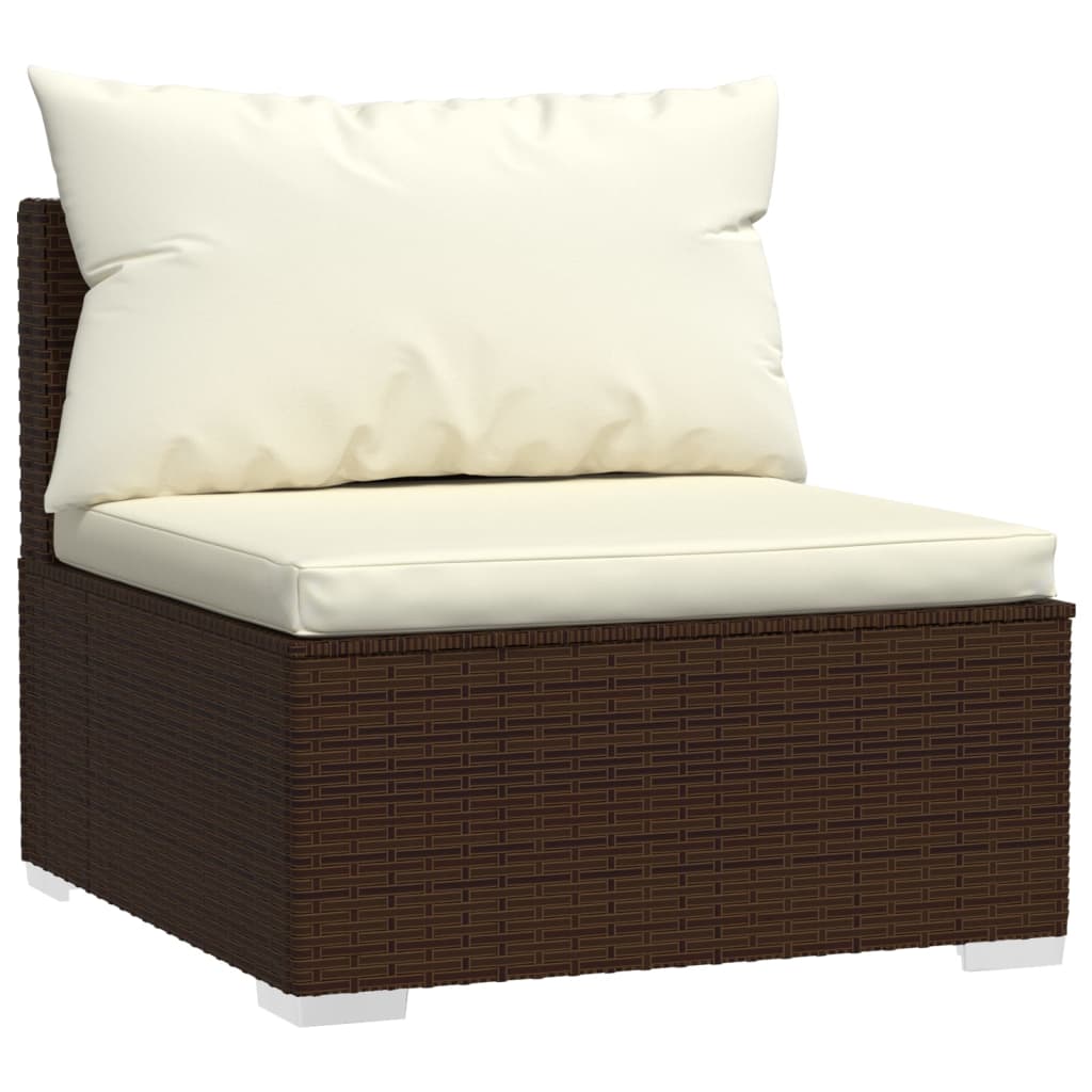 vidaXL 4-delige Loungeset met kussens poly rattan bruin