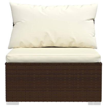 vidaXL 4-delige Loungeset met kussens poly rattan bruin