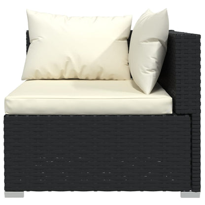 vidaXL 5-delige Loungeset met kussens poly rattan zwart