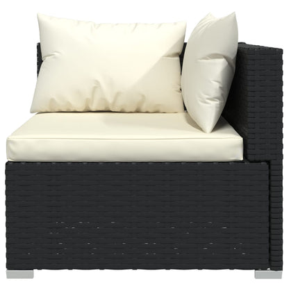 vidaXL 6-delige Loungeset met kussens poly rattan zwart