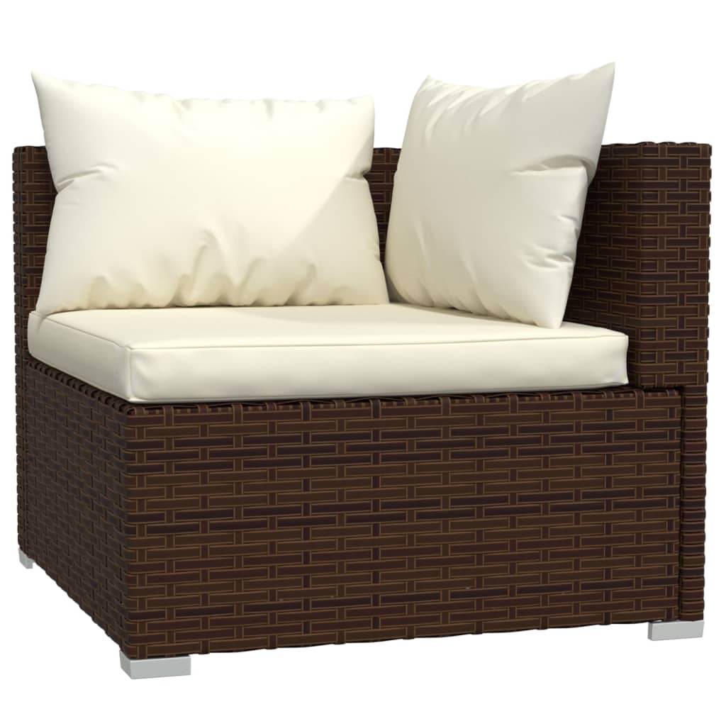 vidaXL 8-delige Loungeset met kussens poly rattan bruin