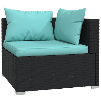 vidaXL 5-delige Loungeset met kussens poly rattan zwart