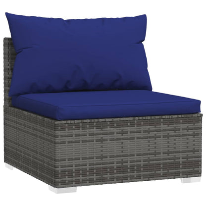 vidaXL 4-delige Loungeset met kussens poly rattan grijs