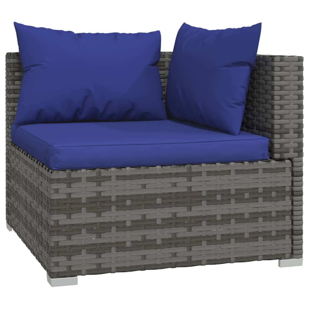 vidaXL 4-delige Loungeset met kussens poly rattan grijs