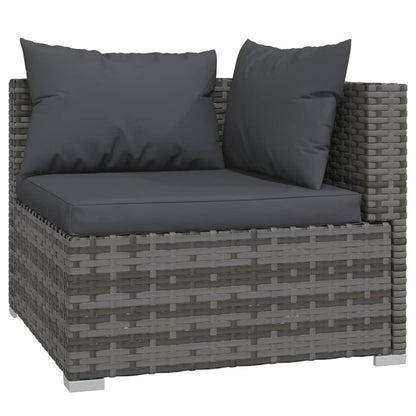 vidaXL 6-delige Loungeset met kussens poly rattan grijs