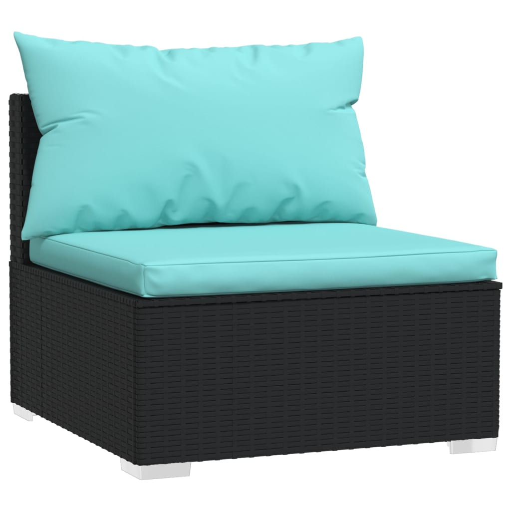 vidaXL 4-delige Loungeset met kussens poly rattan zwart