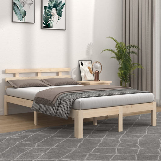 vidaXL Bedframe massief hout 135x190 cm Double