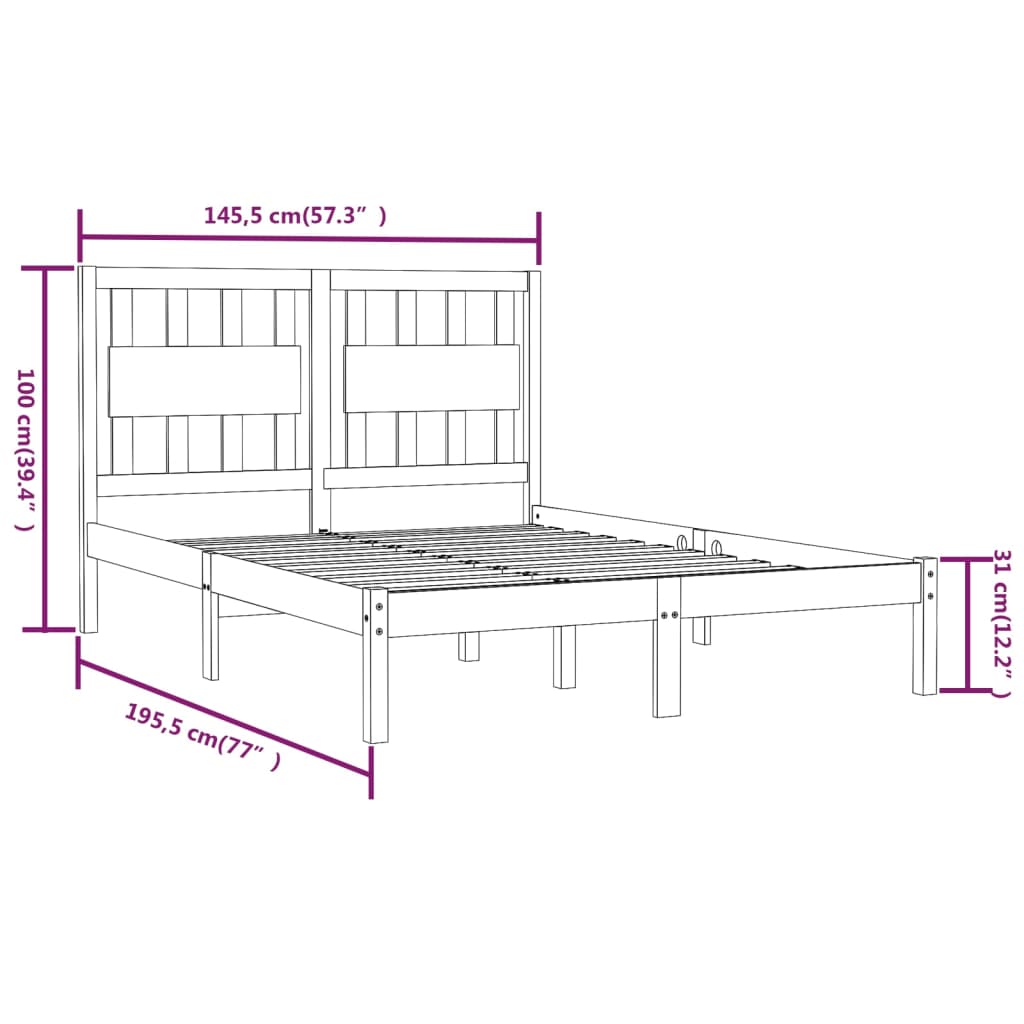 vidaXL Bedframe massief grenenhout 140x190 cm