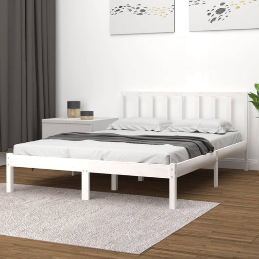 vidaXL Bedframe massief grenenhout wit 160x200 cm