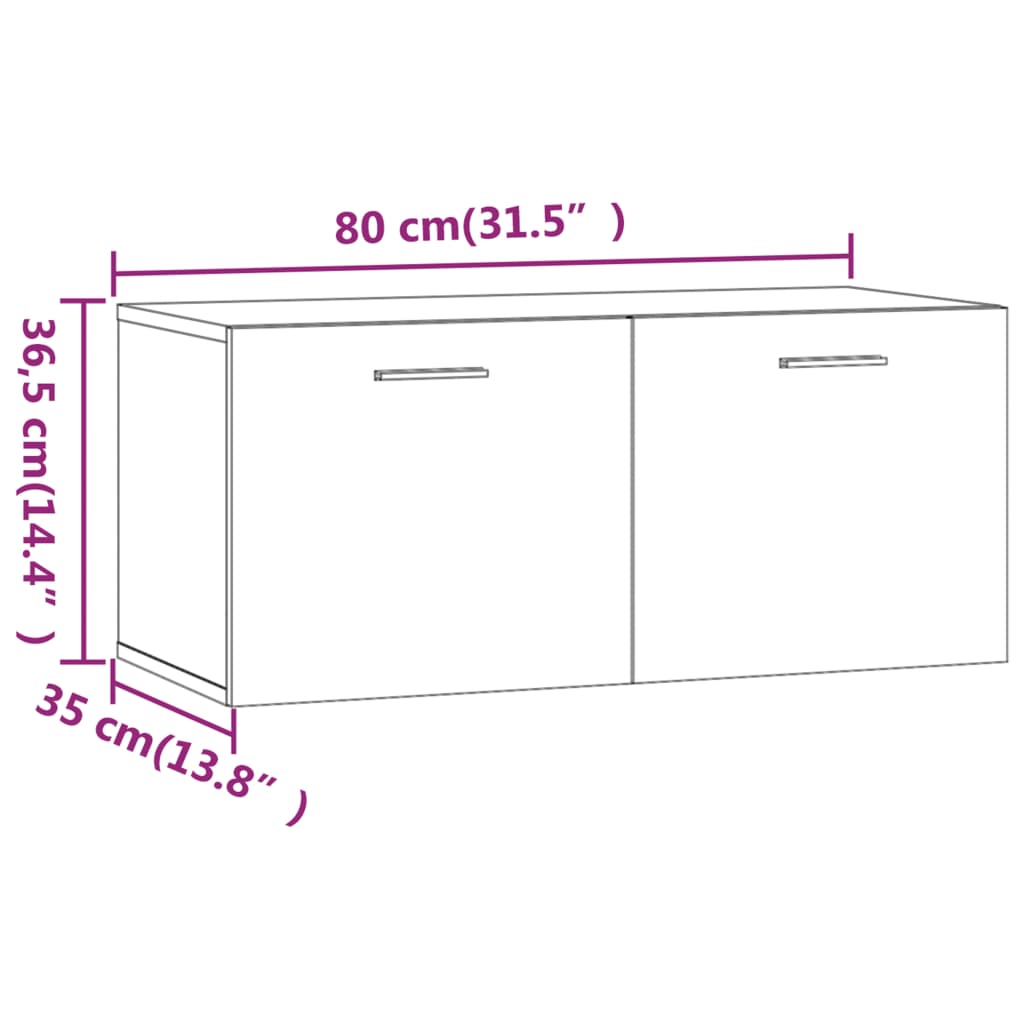 vidaXL Wandkast 80x35x36,5 cm bewerkt hout betongrijs