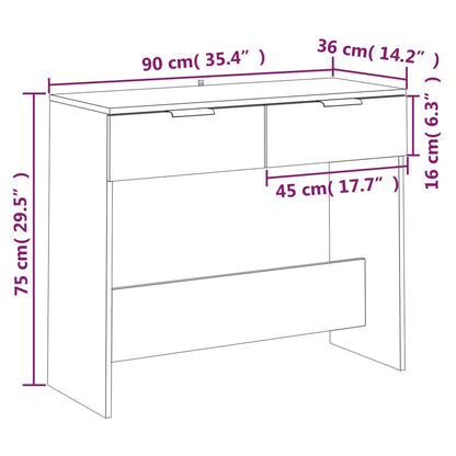 vidaXL Wandtafel 90x36x75 cm bewerkt hout grijs sonoma eikenkleurig