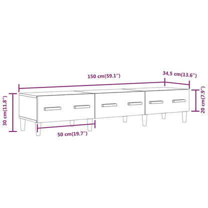 vidaXL Tv-meubel 150x34,5x30 cm bewerkt hout grijs sonoma eikenkleurig