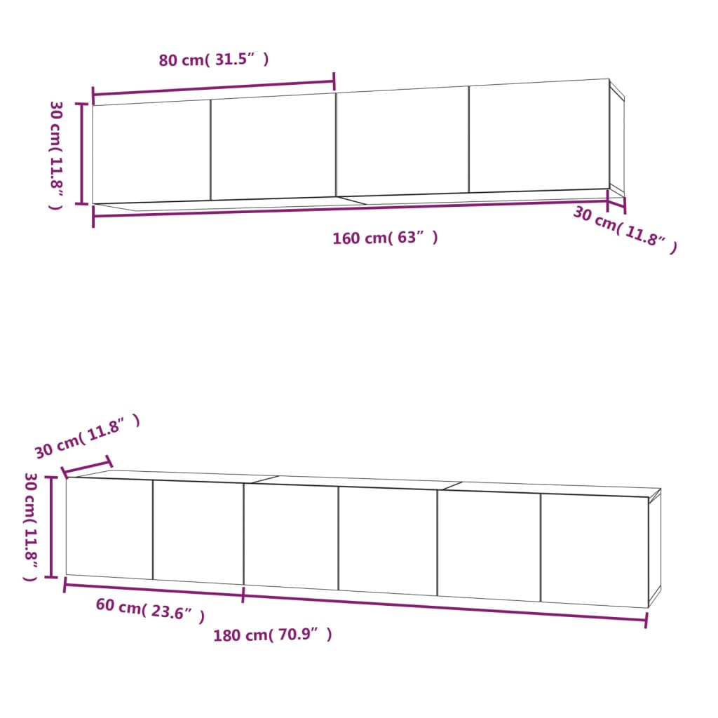 vidaXL 5-delige Tv-meubelset bewerkt hout betongrijs