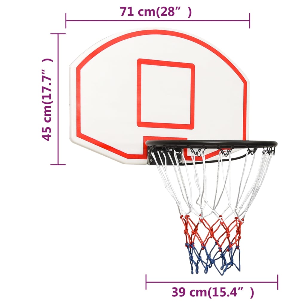 vidaXL Basketbalbord 71x45x2 cm polyetheen wit